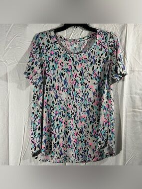 Abstract Colorful Short Sleeve Crewneck Tee Top (No tags)